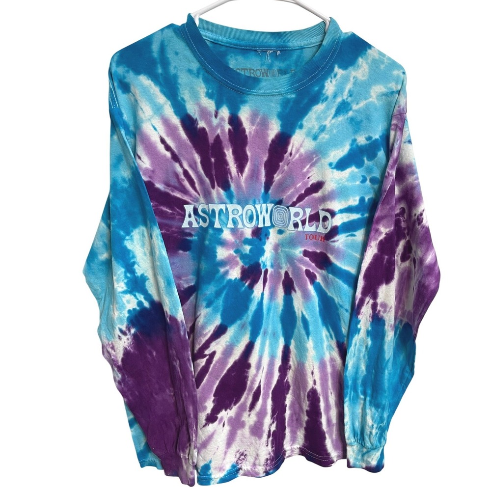 Travis Scott Astroworld Wish You Were Here Tour Tie Dye Long Sleeve Shirt M